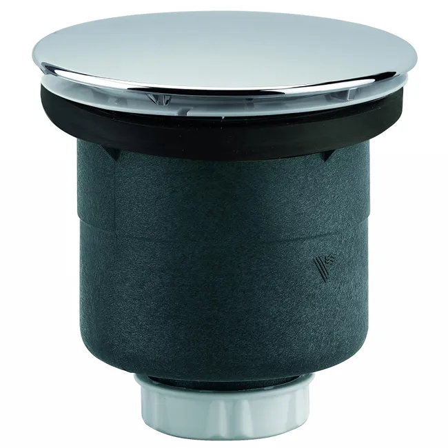 Bonde receveur Ø90mm, capot ABS serti inox Ø117mm, sortie verticale Ø40mm
