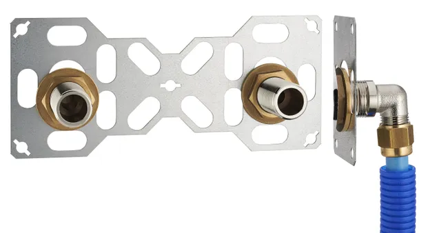 Platine sortie de Cloison double PER à Compression (à Visser) Ø16 pour douche / baignoire FIXSYSTEM