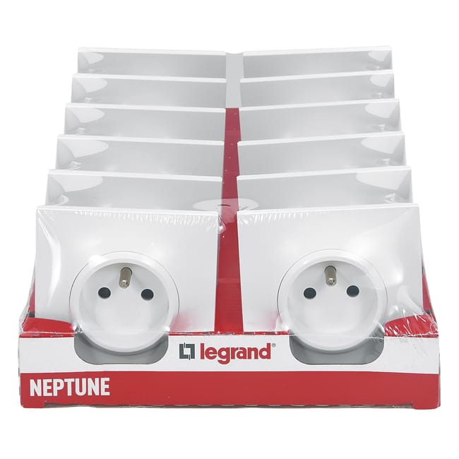 Image principale de Lot de 12 prises de courant 2P+T 16A complet - Neptune - blanc - Legrand