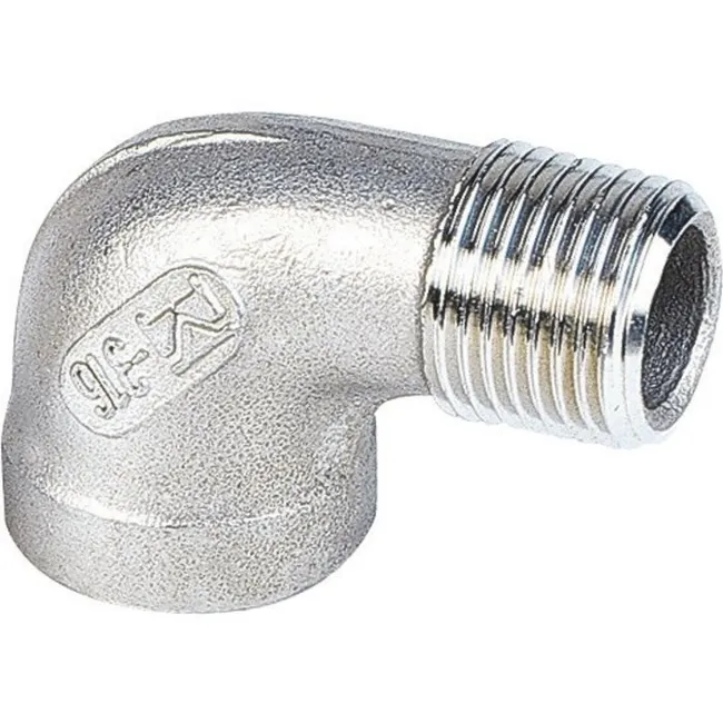 Raccord inox coudé 90 degrés à visser - M 3/4' - F 3/4'