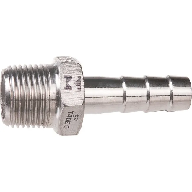Raccord cannelé inox droit à visser - M 3/4' - Diamètre 20 mm