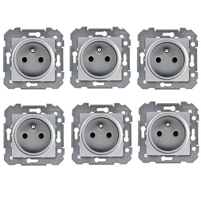 Image principale de Prises 2P+T Siemens Delta Viva, design contemporain, plaques réversibles, fixation sans outil, protection enfant, garantie 2 ans