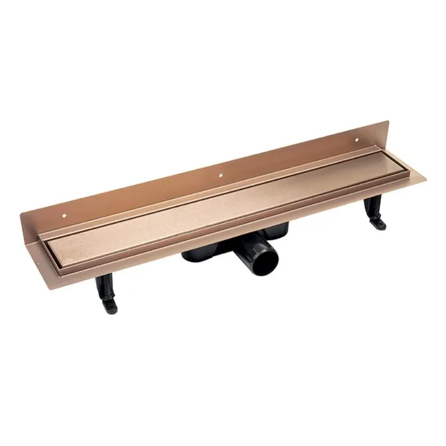 Caniveau de douche BASSO,proche de mur, couleur: cuivre brossé, longueur:70 cm