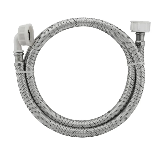 Tuyau inox machine à laver coudé double Femelle 20x27 (3/4) - longueur 2.00 mètres NOYON & THIEBAULT