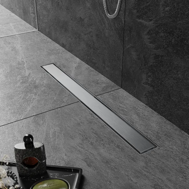 SIRHONA Caniveau de Douche 360° à l'Italienne, Siphon de Double Face Hauteur Réglable avec Filtre à Cheuveux, Canal de douche 70cm