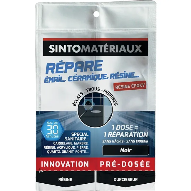 Image principale de Mastic REPARE DOSE EPOXY blanc rebouche reconstitue les éclats trous et fissures sur faïence émail et céramique 2x15g