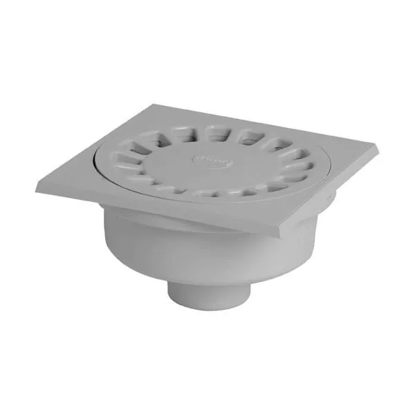 Siphon cour 15x15 sorties 40/50 gris clair