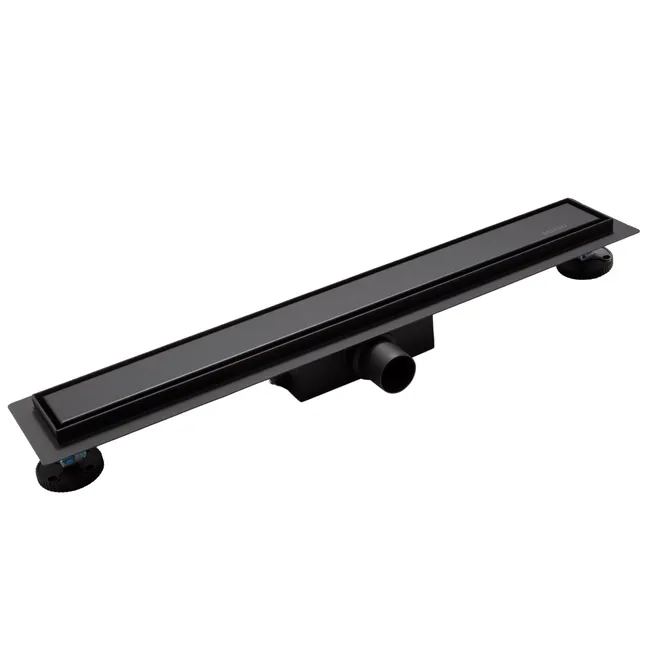 BALNEO - Caniveau de douche 60 cm - 2 en 1 Canal de douche 60cm avec Siphon DUPLEX NEXT - Caniveau linéaire acier inoxydable AISI 304 Noir