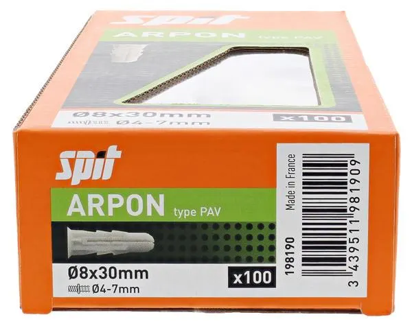 CHEVILLE ARPON 8X30 PAV - BTE100-SPIT 198190