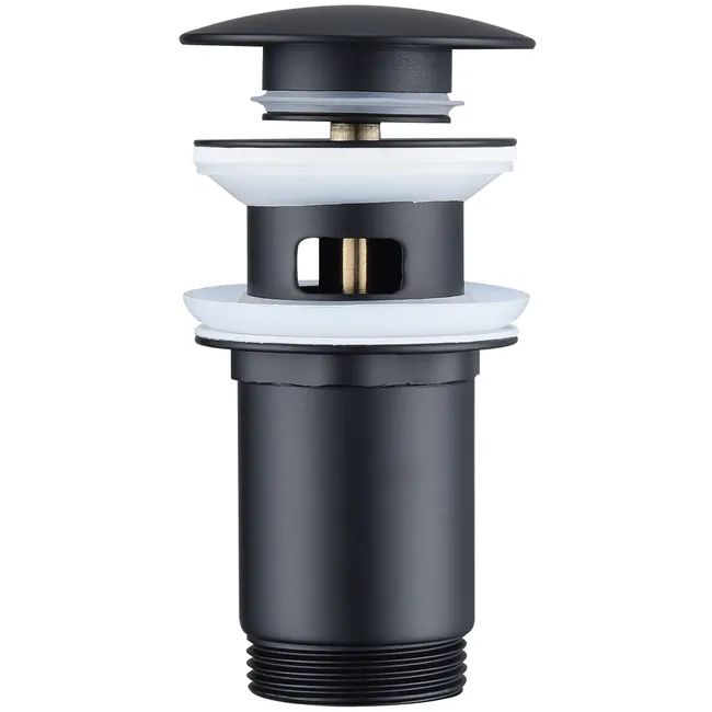 Bonde de Lavabo Bonde Pop-up avec Trop-plein Automatique Universelle Vidage pour Vasque et Lavabo Équipé Panier-filtre, Noir