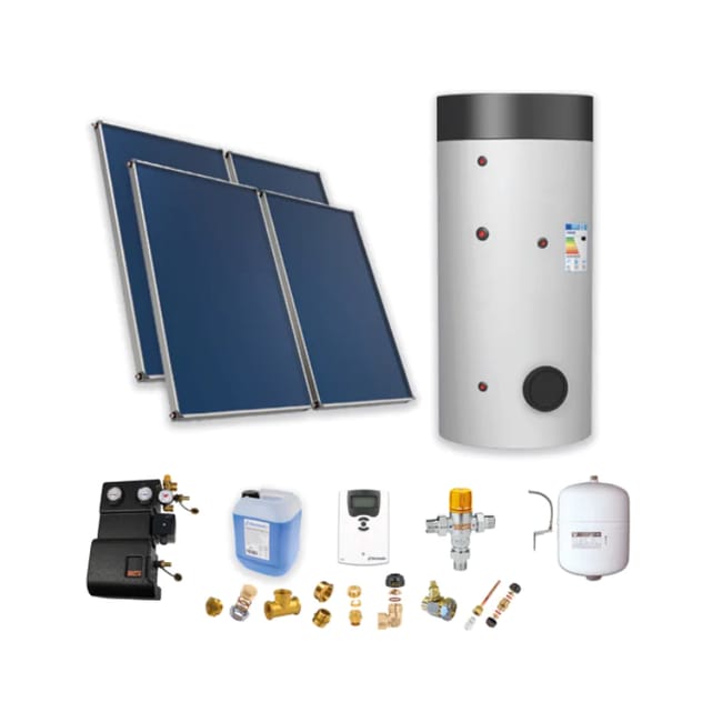 Chauffe-eau solaire toiture inclinée 4 capteurs solaires. ballon 500L prod ECS semi-instantanée - THERMADOR - PSOLCHECSP45