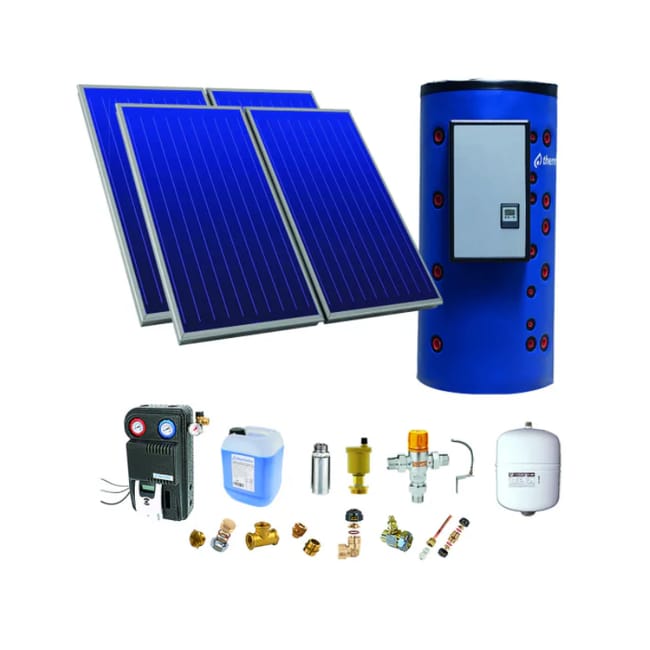 Chauffe-eau solaire toiture incliné 4 capteurs solaires. ballon 500L prod ECS instantanée - THERMADOR - PSOLCHECSPBM45