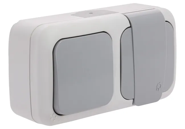 Image principale de Étanche VV + Prise 2P+T Siemens, IP54, gris, connexion automatique, garantie 2 ans
