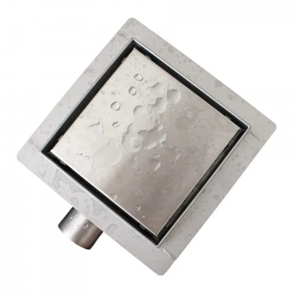BERNSTEIN - Caniveau de douche T02 en acier inoxydable pour douche - drain de douche inclus - 15x15x6,7cm (HxLxP)