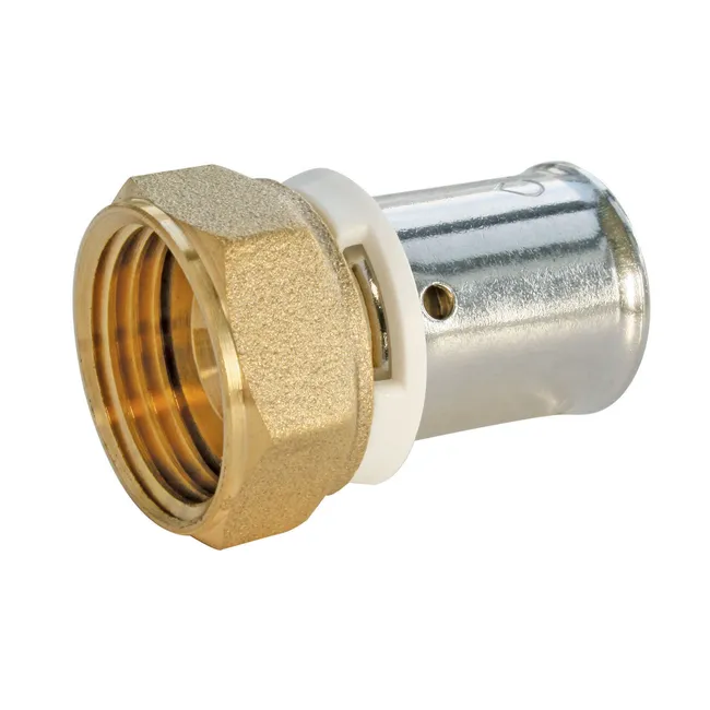 Raccord droit à sertir pour tube PER Ø20 - droit ecrou tournant 15/21 (1/2")