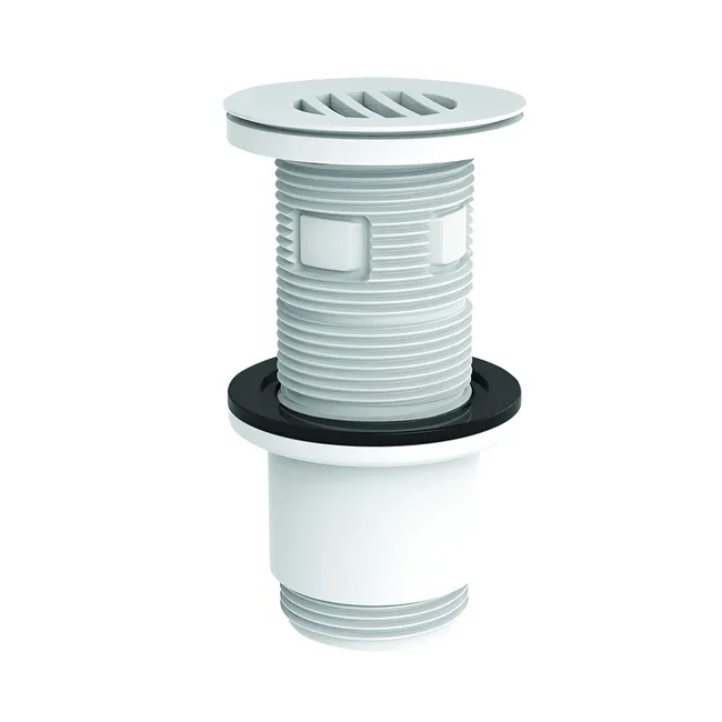 Bonde universelle lavabo écoulement libre,H. 100mm,ABS blanc,intercalaire blanc