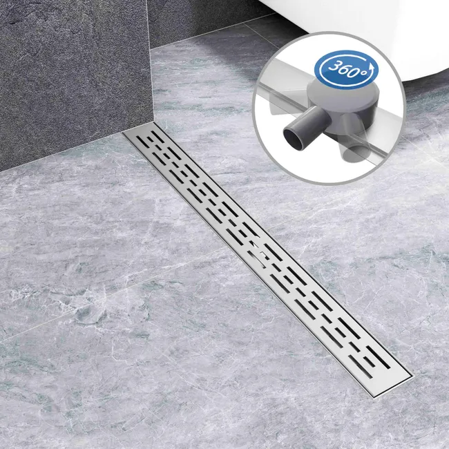 AICA caniveau de douche en acier inoxydable italien+siphon 360°,siphon de drainage au sol en carrelage,réglable en hauteur avec désodorisant- 60cm