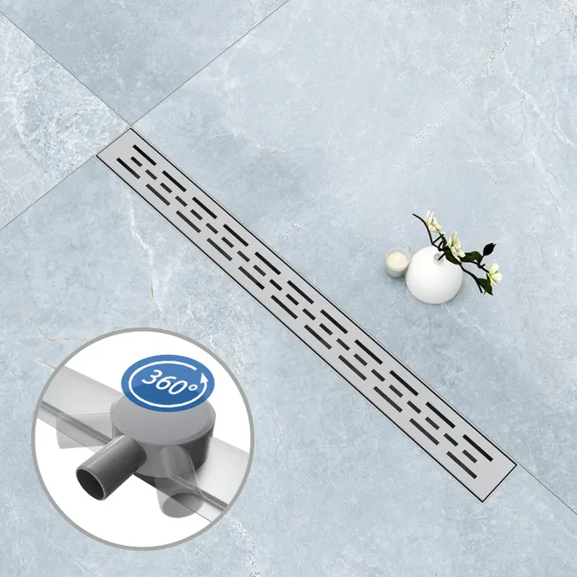 AICA caniveau de douche en acier inoxydable italien+siphon 360°,siphon de drainage au sol en carrelage,réglable en hauteur avec désodorisant- 60cm