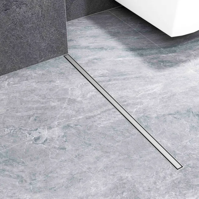 AICA Caniveau de douche italien en inox 2 en 1 + siphon 360°, panneau étroit siphon de vidange, réglable en hauteur avec désodorisant - 80 cm