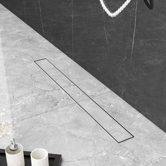 AICA caniveau de douche en acier inoxydable italien 2 en 1, siphon de drainage au sol en carrelage, réglable en hauteur avec désodorisant - 110 cm