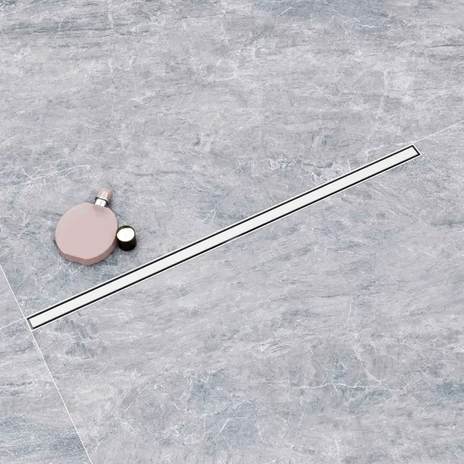 AICA Caniveau de douche italien en inox 2 en 1 + siphon 360°, panneau étroit siphon de vidange, réglable en hauteur avec désodorisant - 90 cm