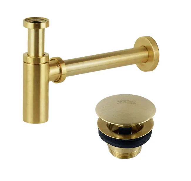 Ensemble siphon et bonde couleur or brossé Gattoni KITSCA1SG
