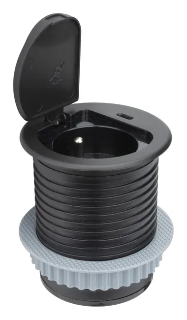 Image principale de Bloc prise encastrable + clapet + port USB-C - Noir - Otio