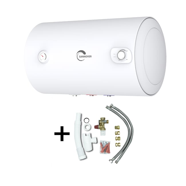 Chauffe Eau Electrique Mural Blindé Horizontal Bypso Sannover 80 Litres + Kit d'Installation Complet NF