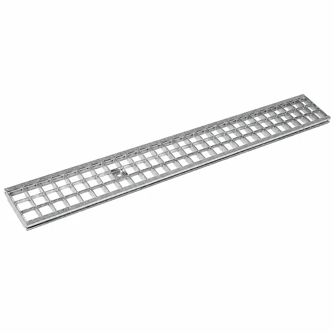 Grille rectangulaire en acier galvanisé, largeur 13 cm, longueur 100 cm, épaisseur 2 cm