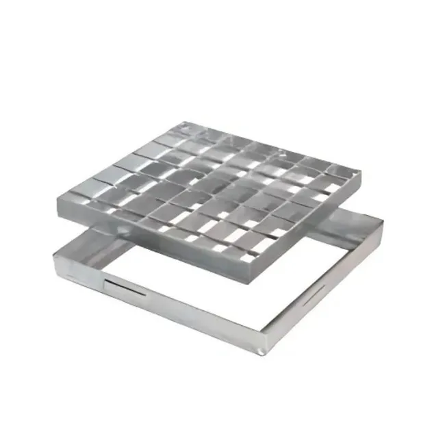 Grille de caniveau carrée en acier galvanisé, 60x60 cm