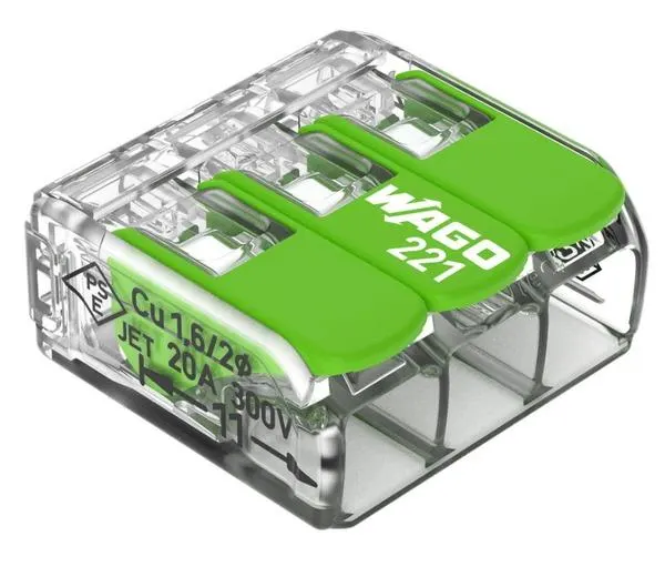 BORNE WAGO 221 GREEN RANGE 3X4MM2 221-423