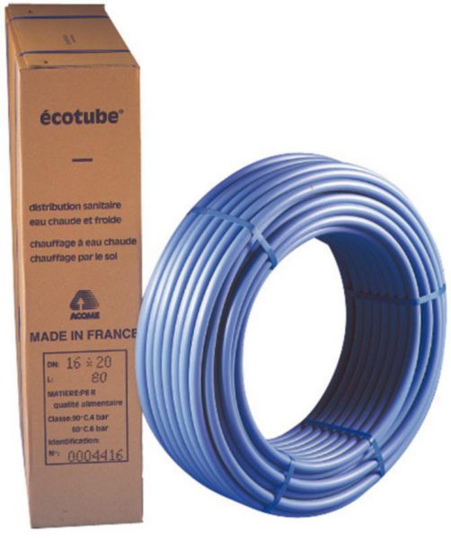 Tube PER nu Ecotube bleu DN16 couronne de 100 m - Réticulation par voie physique PEXc - 728733-C100