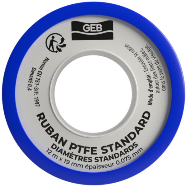 Image principale de Ruban PTFE standard L 12mmx12mx0,075 Réf.815192