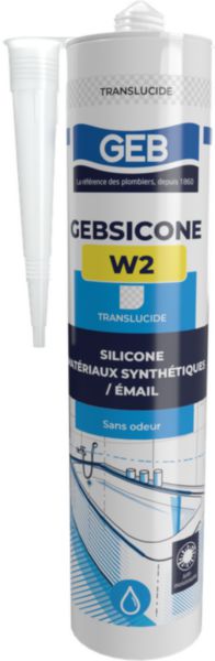 GEBSICONE W2 mastic 100% silicone d'étanchéité cartouche de 310ml translucide réf 890502