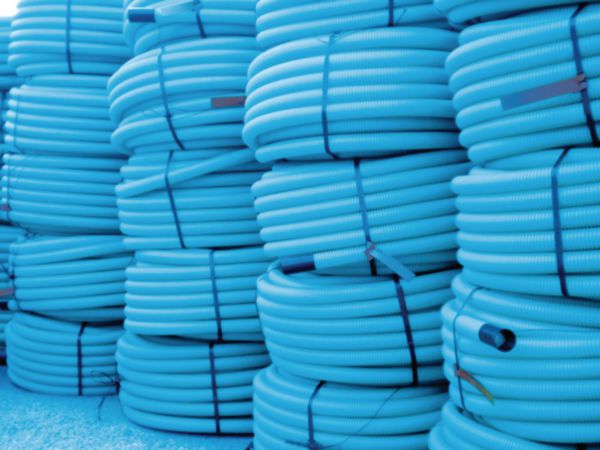 Gaine Hekaplast TPC en PEHD à double paroi annelée/lisse bleu DN_40 mm couronne de 50m