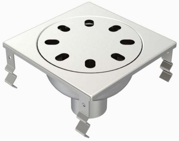 Siphon inox 200x200mm rosette inviolable garde d'eau 50mm Limatec 2063FV
