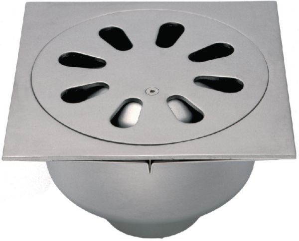 Siphon rosette standard avec vis d'inviolabilité, sortie verticale diamètre : 100 Acier inoxydable 25100V