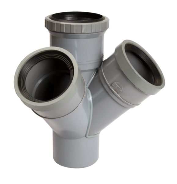 Culotte à 45° système J double d'équerre avec joint de dilatation diamètre 100 amt14j