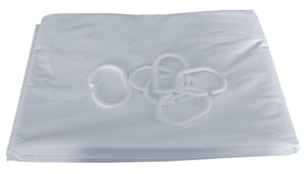 Rideau de douche H 200 L 120 cm 8 anneaux plastique blanc réf. 804122