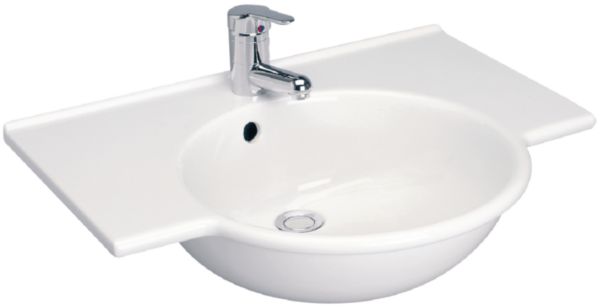 Lavabo-plan autoportant SAPHO 65 x 52 cm en grès, avec trop-plein, blanc Réf. P164401