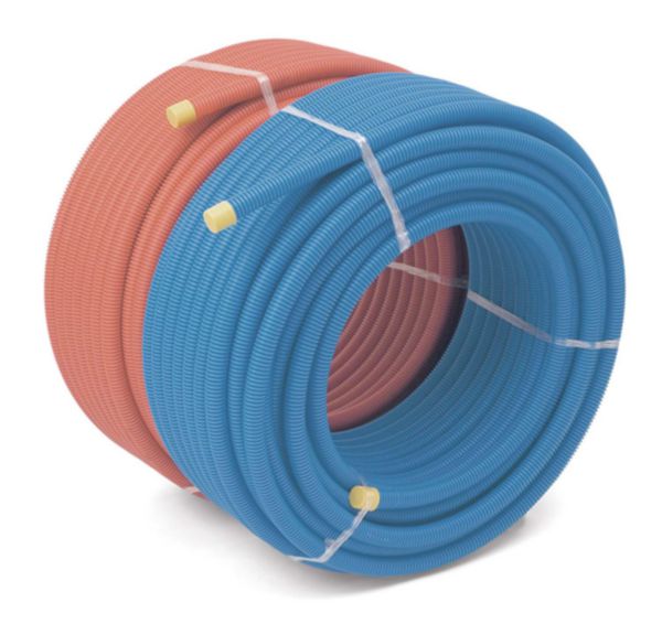 Tube PER prégainé D16 bleu 70mètres (gaine annelée ICT PP) RAU PER Réf 12605111073