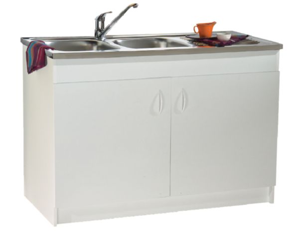 Sous-évier PROGRES NF mélaminé blanc. 2 Portes réf. S10N02100