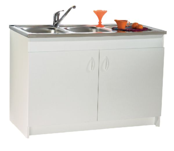 Sous-évier PROGRES NF mélaminé blanc. 2 Portes réf. S10N02120