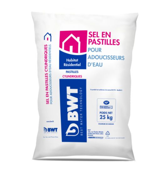 Sel pour adoucisseur BWT pastilles sac de 25 kg Réf. 114421