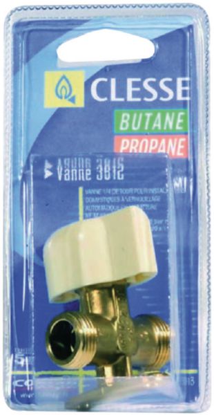 Vanne 3812 1/4 de tour butane propane 20 bar verrouillage automatique en fermeture sous coque Réf 3812013
