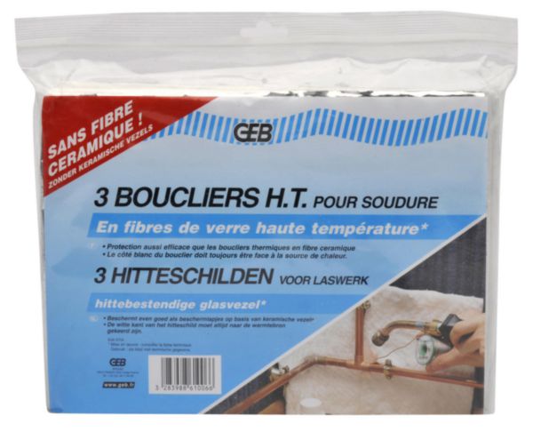 Bouclier thermique haute température fibres de verre pour soudure pack de 3 20x27cm réf. 861006