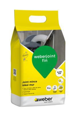 Mortier de jointoiement Weberjoint fin blanc pur E06 sac de 5 kg Réf. 11101276