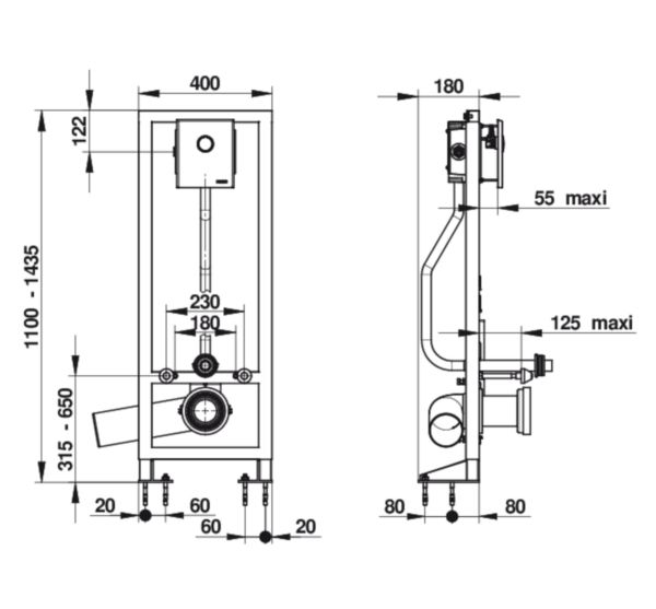 Bâti-support chasse + P1000 XL face inox réf. 18547