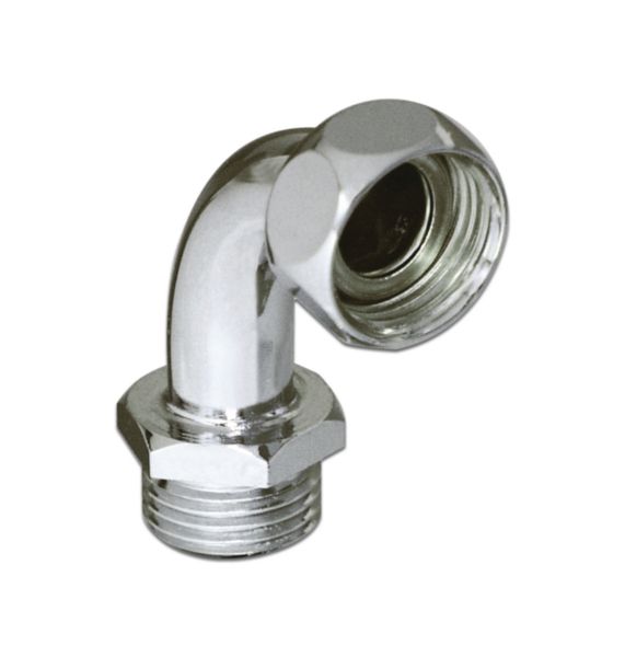 Coude chromé 6 pans - M15x21 X F15x21 écrou prisonnier Réf 70254