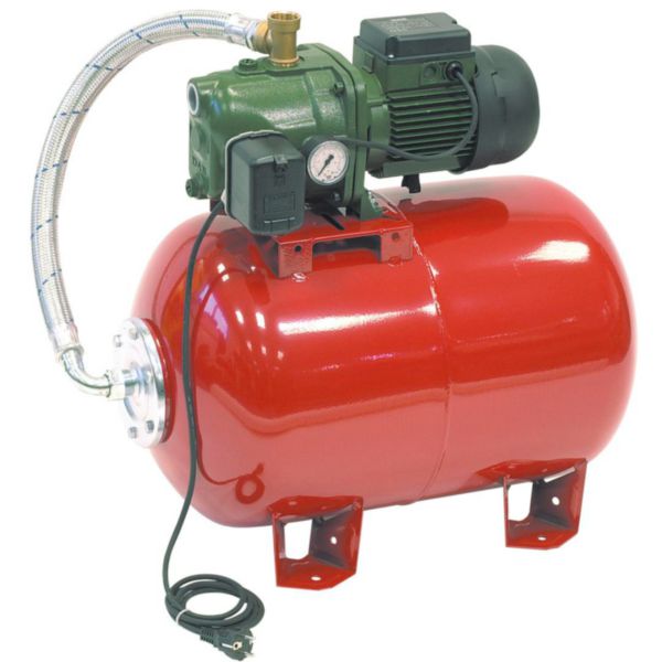 Pompe AQUAJET 102/80 M aspiration sur puits ou forages à moins de 7 mètres surpresseurs auto-amorçants composée JET 102 mono pré-équipée, réservoir à vessie horizontal 80 litres 201141